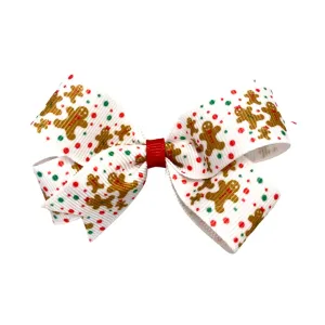 Small Gingerbread Printed Hair Bow on Clippie