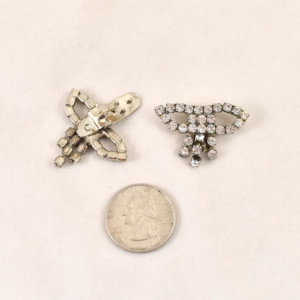 Sparkly Rhinestone Bow Shoe Clips