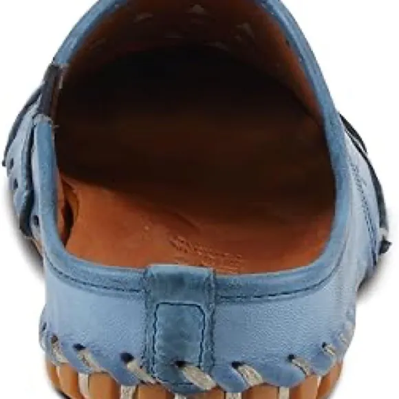 Spring Step woman’s Blue Leather Fusalide Slip-On Mules Size 39 (US 8.5)
