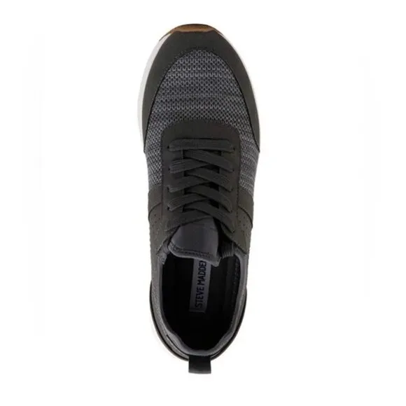 STEVE MADDEN Stevy Grey Lightweight Faux Suede &amp; Fabric Sneakers