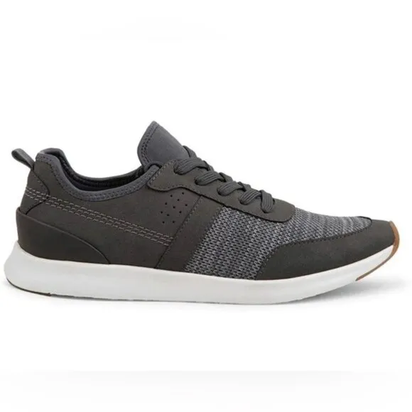 STEVE MADDEN Stevy Grey Lightweight Faux Suede &amp; Fabric Sneakers