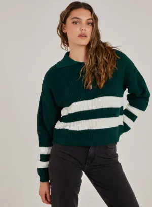 Striped Zip Up Knitted Jumper