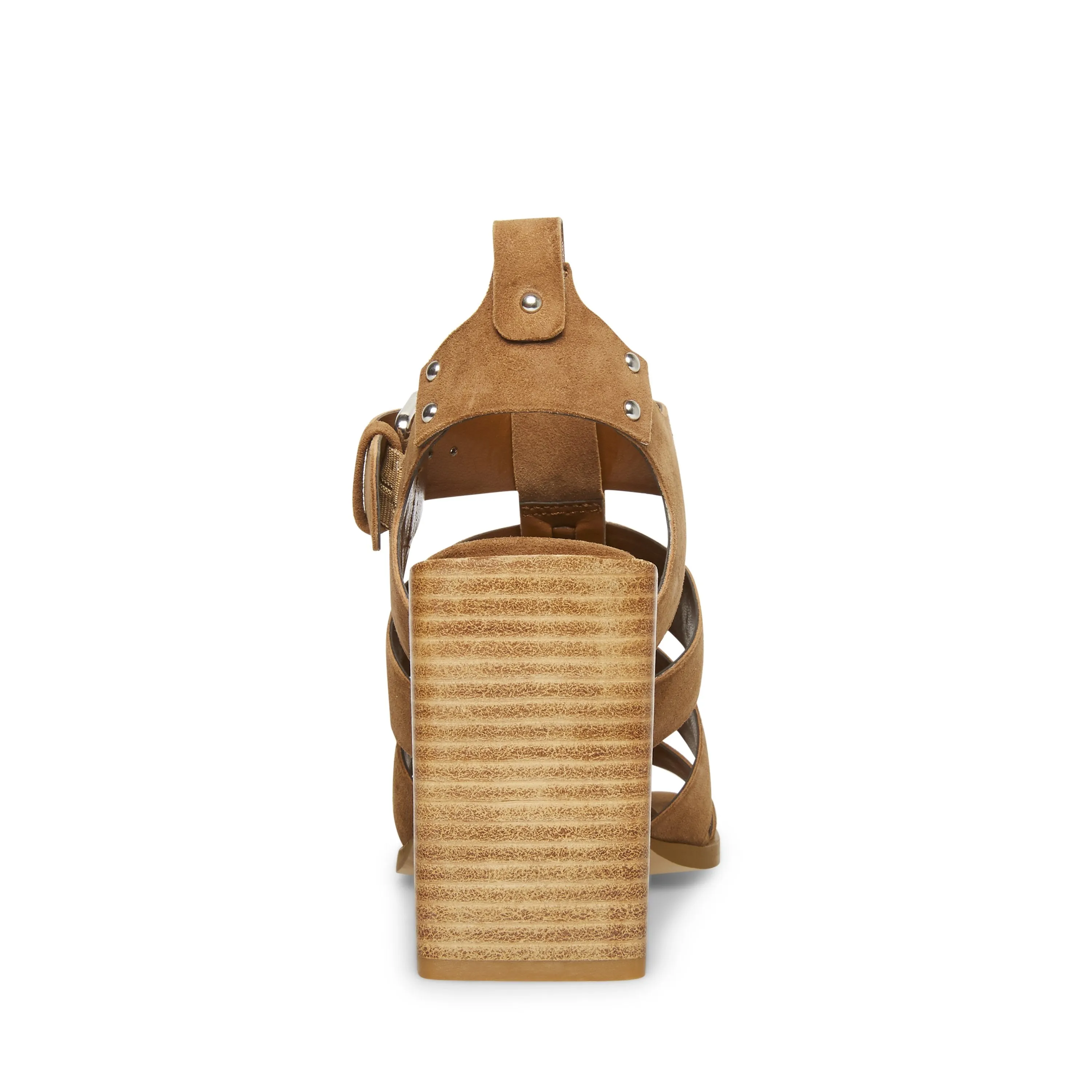 Suede Cage Wooden Stacked Heel Sandal