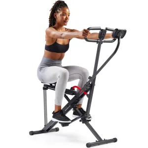 Sunny Health & Fitness Duo Motion Row and Squat Assist Multi-Functional Workout Trainer with Adjustable Resistance, Easy Setup & Foldable, Glute & Leg Exercise Machine