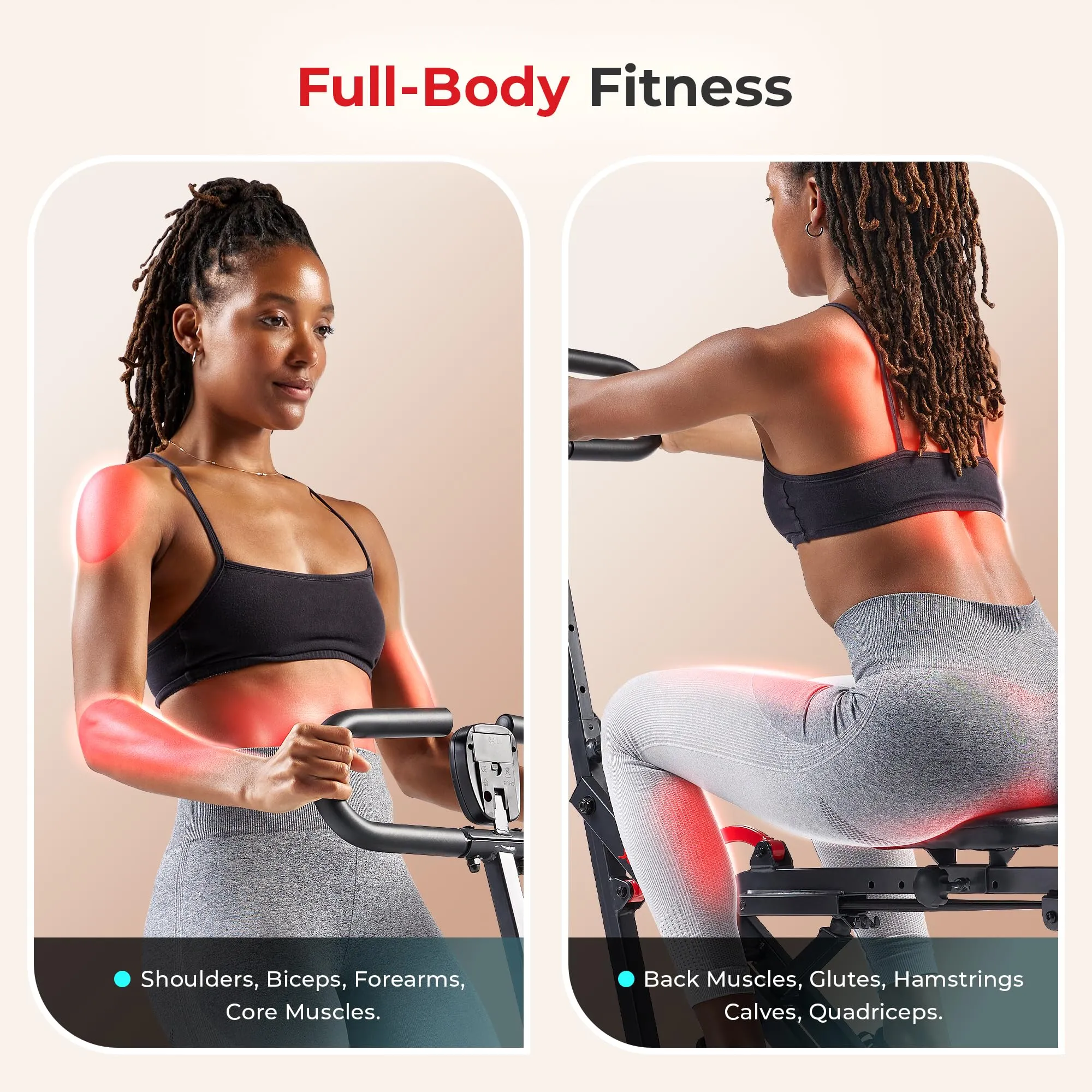 Sunny Health & Fitness Duo Motion Row and Squat Assist Multi-Functional Workout Trainer with Adjustable Resistance, Easy Setup & Foldable, Glute & Leg Exercise Machine