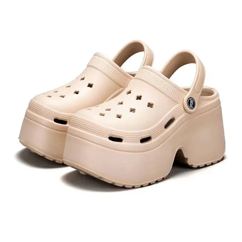 Super High Heels Wedges Clogs Women Mules 2024 New Chunky Platform Sandals for Women Summer Beach Thick Bottom Slippers Slides