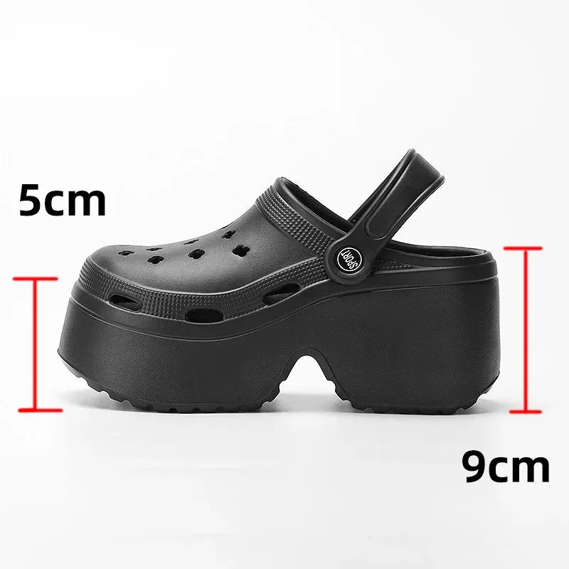 Super High Heels Wedges Clogs Women Mules 2024 New Chunky Platform Sandals for Women Summer Beach Thick Bottom Slippers Slides
