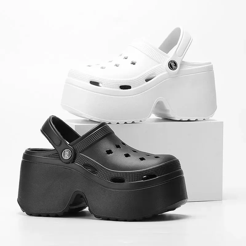 Super High Heels Wedges Clogs Women Mules 2024 New Chunky Platform Sandals for Women Summer Beach Thick Bottom Slippers Slides