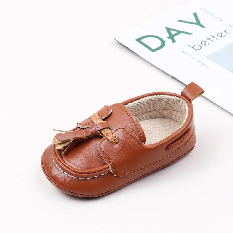 Tassel Applique Loafer Style Booties - Brown