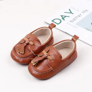 Tassel Applique Loafer Style Booties - Brown