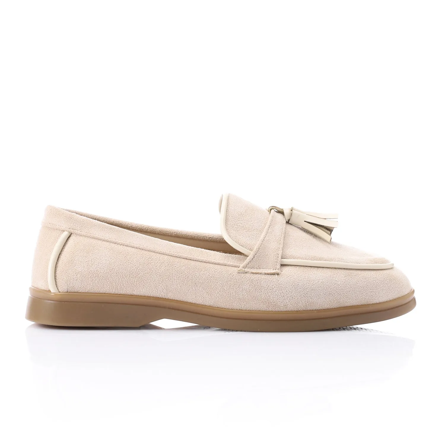 Tassel loafers in  beige suede leather