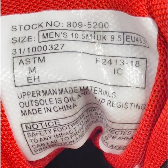 Thorogood Men’s Red Safety Toe Work Sneakers AST Low Size 10.5