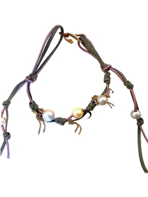 TROPICAL DUSK SKY PEARL LUCKY CHARM GOLD CHAIN ROCKER ANKLET