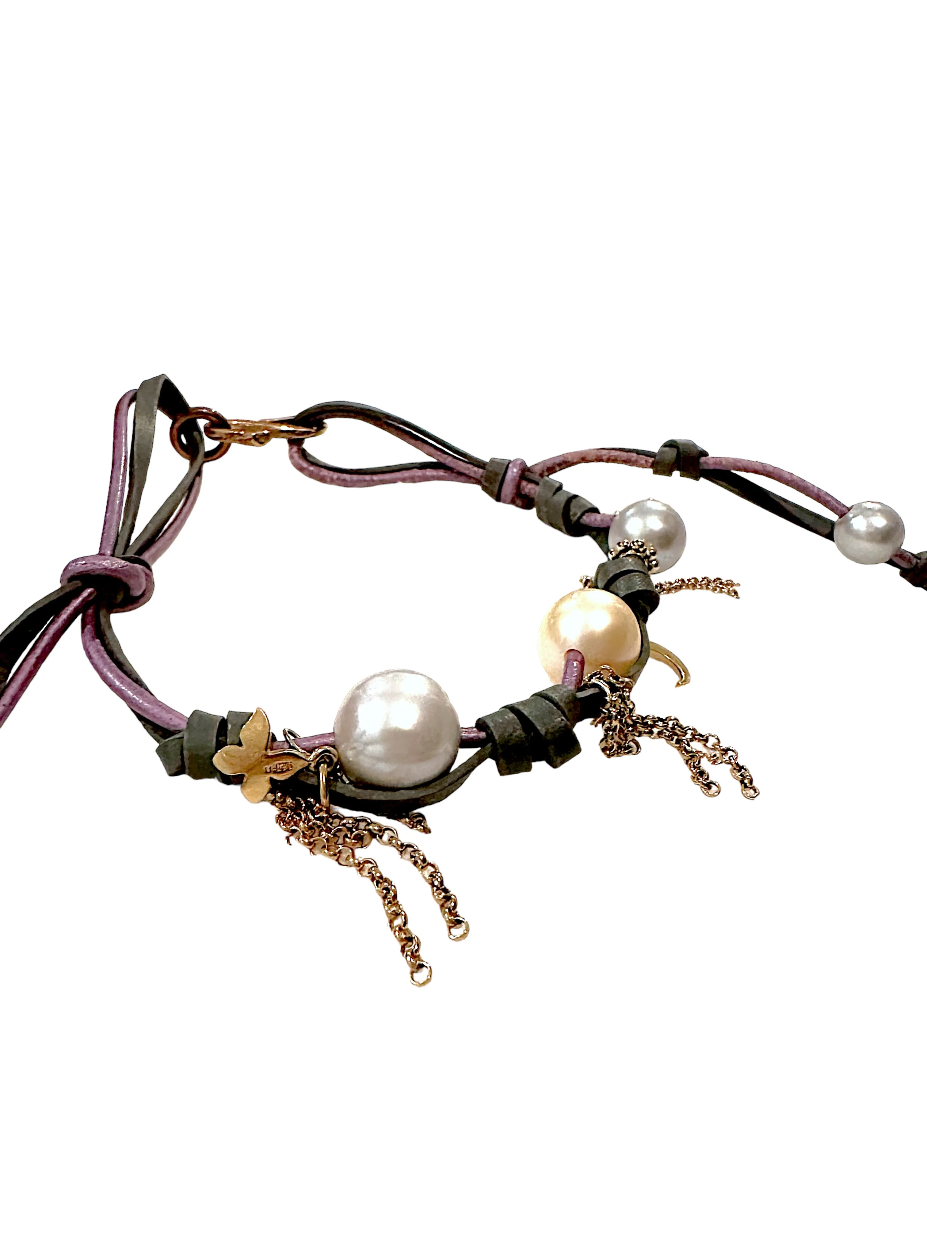 TROPICAL DUSK SKY PEARL LUCKY CHARM GOLD CHAIN ROCKER ANKLET