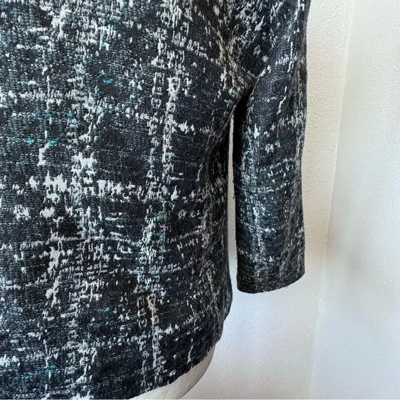 Trouve Womens Blazer Black White Metallic V Neck Zipper Large