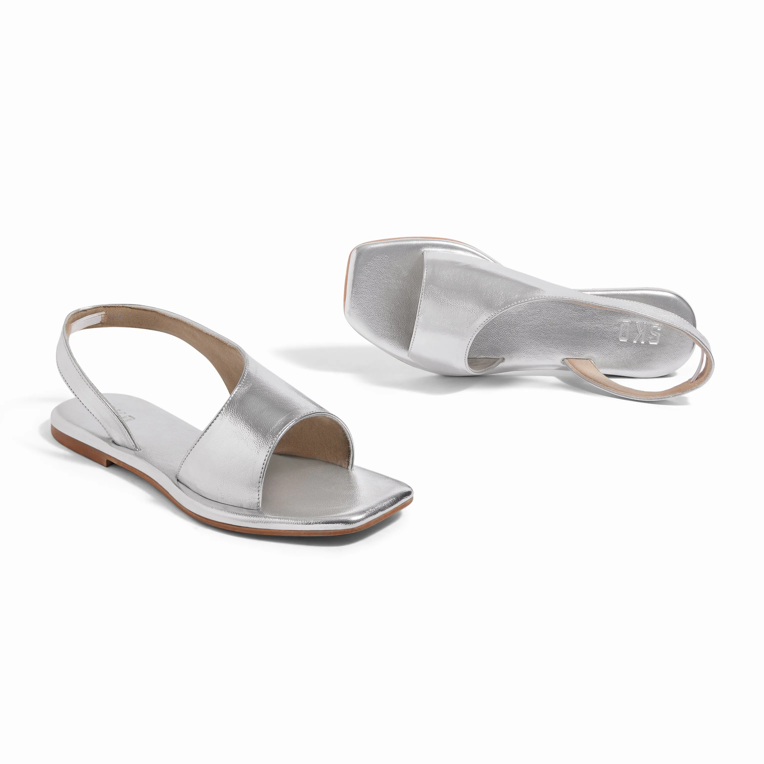 Turin Silver Flat Sandals For Women