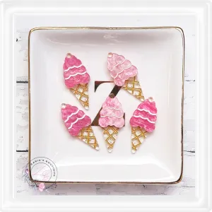 • Waffle Ice Cream Cones • Deluxe Acrylic Flat Back Craft Embellishments • Set of 2 •