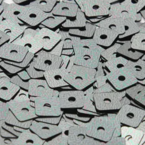Washable Flat Square Sequin #P250 Hematite (Metallic)