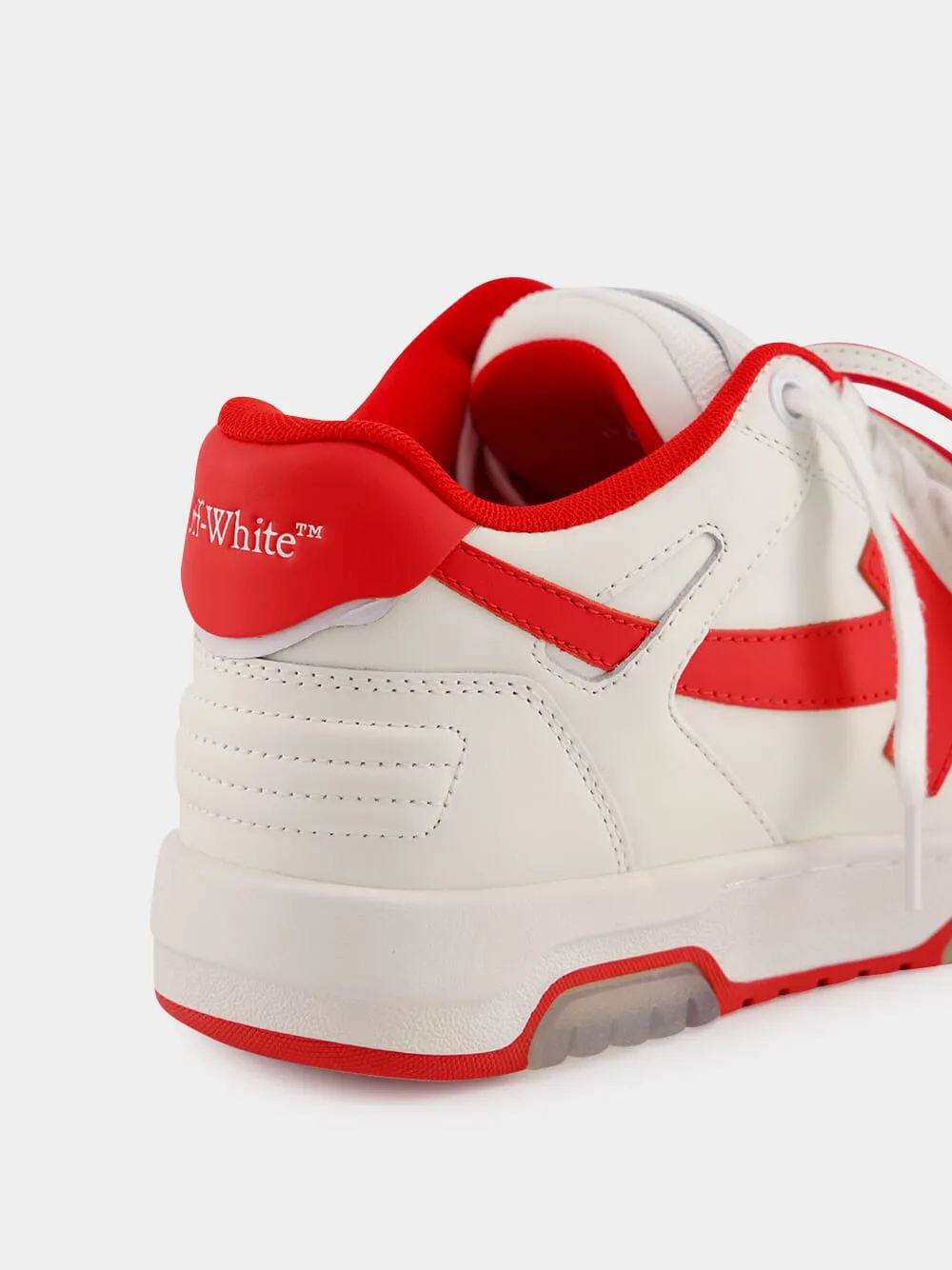 White and Red Out of Office "Ooo" Calf Leather Sneakers
