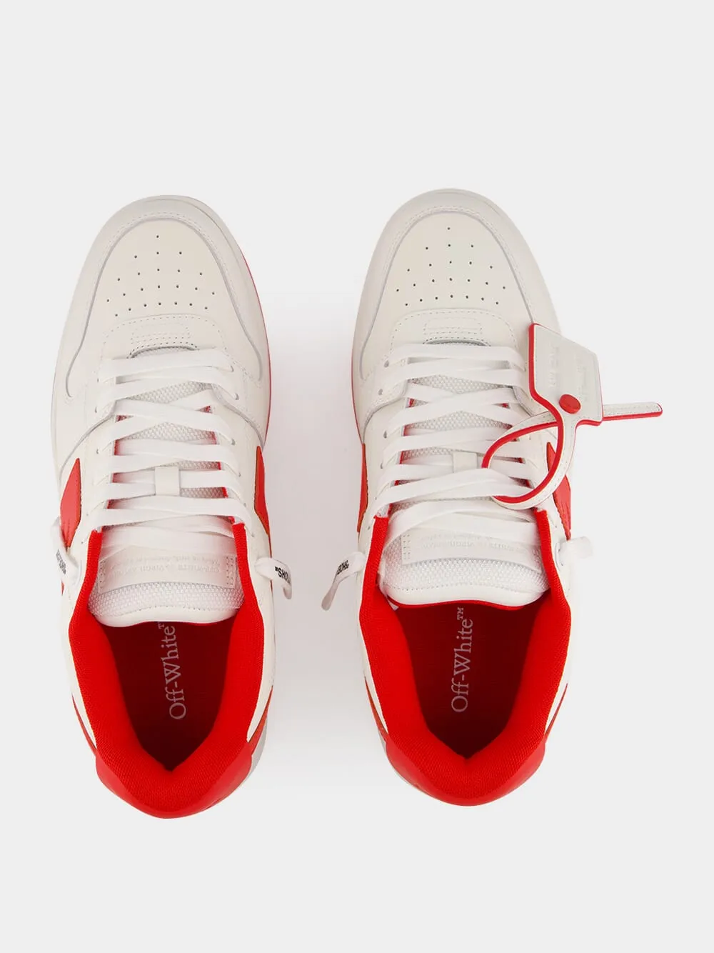 White and Red Out of Office "Ooo" Calf Leather Sneakers