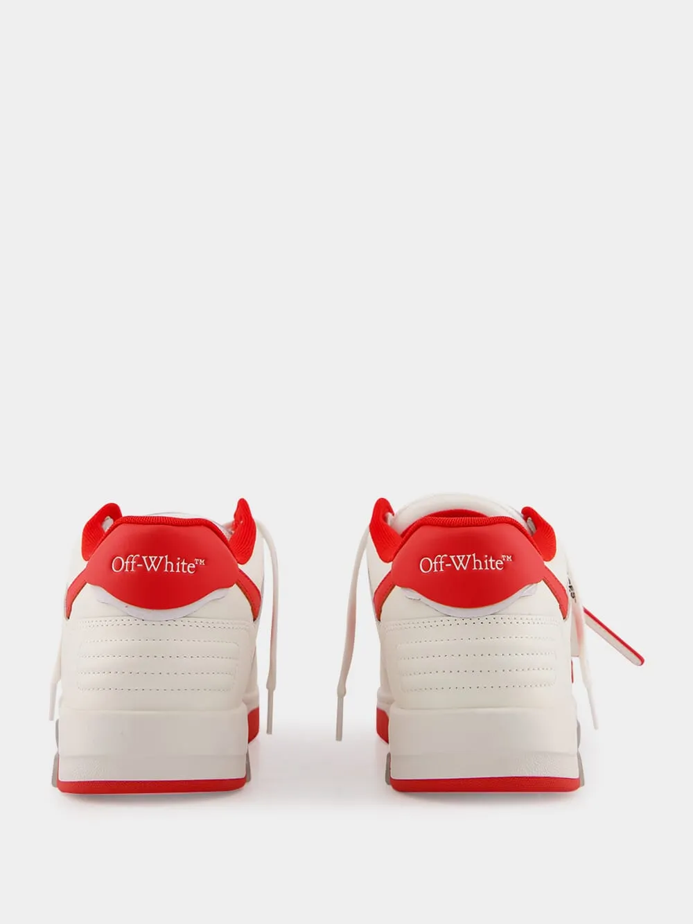 White and Red Out of Office "Ooo" Calf Leather Sneakers