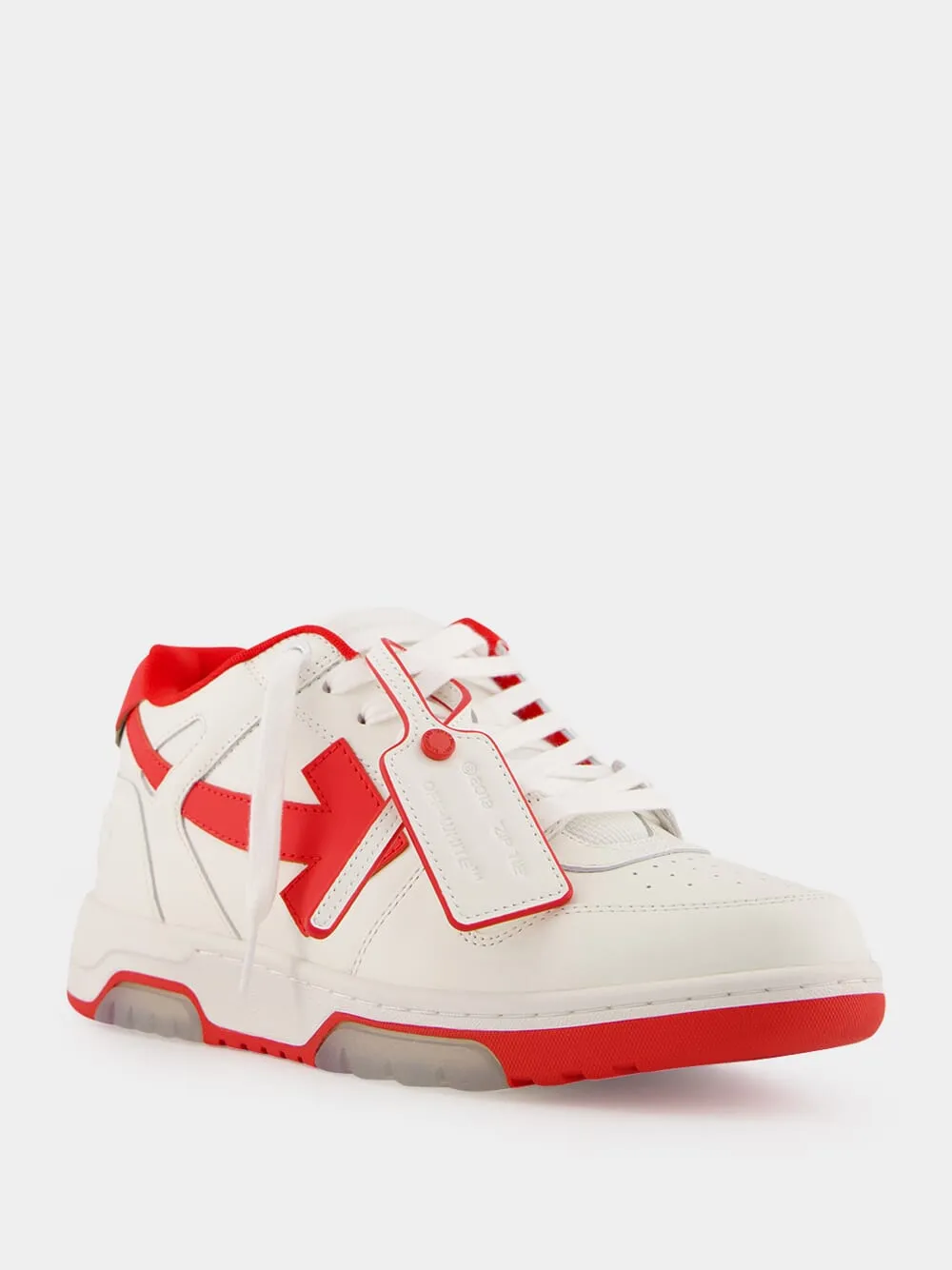 White and Red Out of Office "Ooo" Calf Leather Sneakers