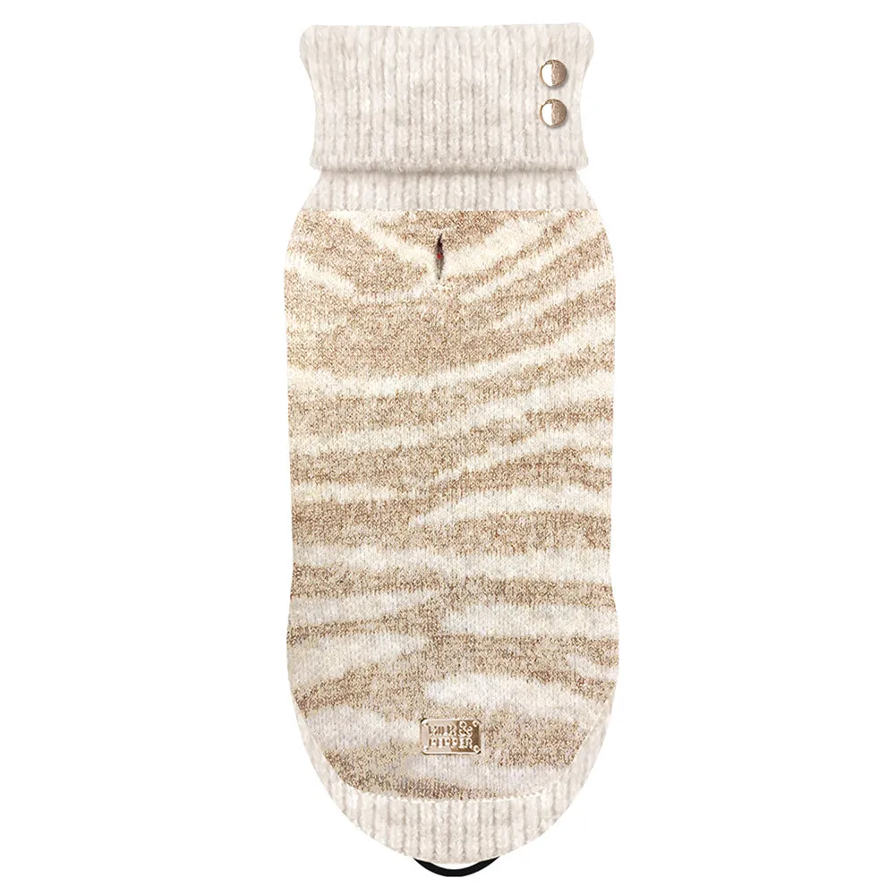 WILD Metallic Knit Dog Sweater in Beige