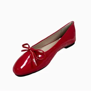 Women Round Toe Ballet Flats Spongy Bottom  Hot New 2024 Italian Shoes Patent Leather Classic Bow-Knot Dressing Slip-On 34 48 47