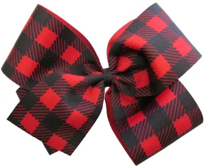 X-Large Buffalo Plaid Hair Bow on Clippie
