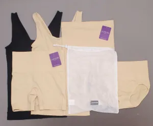 Yummie 5 Pack Seamless Wardrobe Essentials Shaper Tops Bottoms Black/Frappe S/M