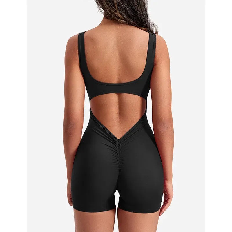 Zetta Open-Back Scrunch Butt Workout Romper